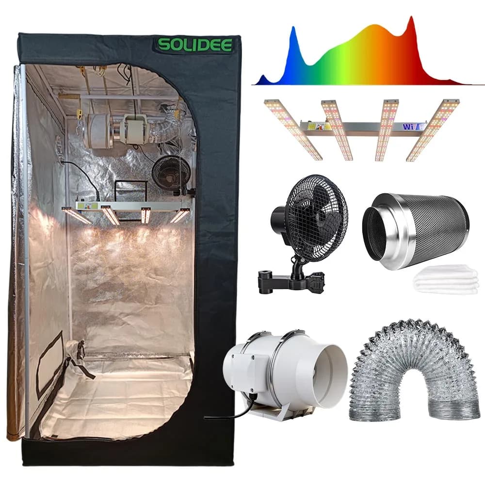 SOLIDEE Horticulture Plant Grow System with Grow Tent And Full Spectrum 240W LED Grow lamp And Ventilation System for Indoor Gardening