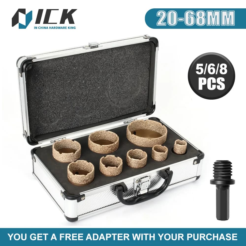 M14 Thread Diamond Dry Vacuum Brazed Drilling Core Drill Bits Set Porcelain Cup Saw Tiles Granite Marble Hole Saw Tools 5/6/8PCS