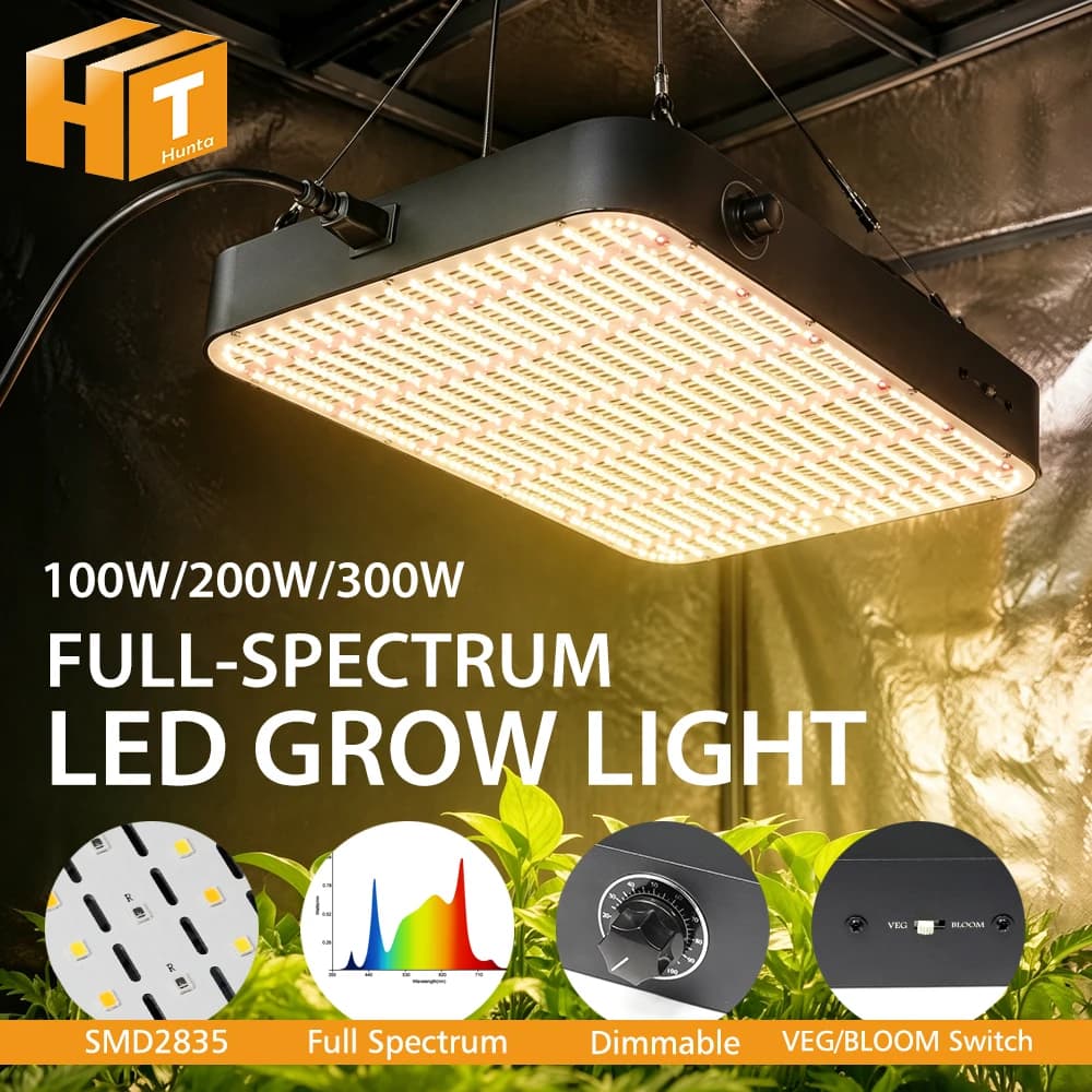 Full spectrum LED culture Lamp 100W 200W 300W SMD2835 730nm 395nm 3000K, high intensity PPFD, dimmable, for growing vegetables and flowers