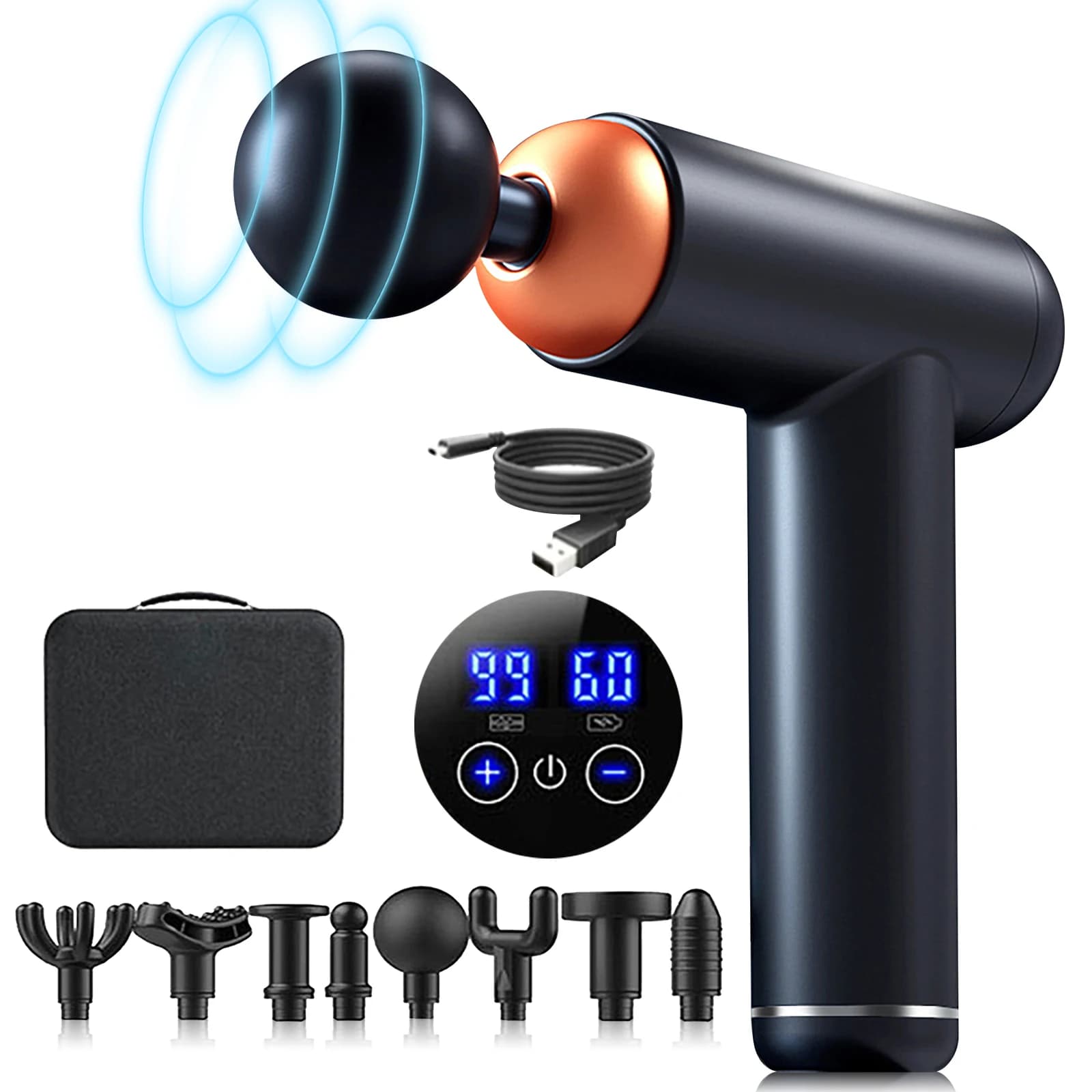 99 Gears Massage Gun Smart Hit Fascia Gun Electric Neck Massager Tool for Body Massage Relaxation Fitness Muscle Pain Relief
