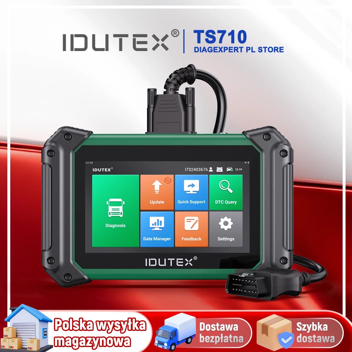 IDUTEX TS710 Heavy Duty Truck Scanner Bi-directional 42 Reset ECU Coding All System Oil D-PF Regen OBD2 Diesel Truck Diagnostic Tool