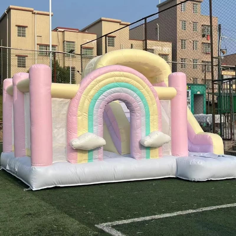 White Inflatable Bounce House Jumper Bouncy Castle PVC Large Commercial Kids Jumping Bed with Blower for Outdoor Fun Sports Toy