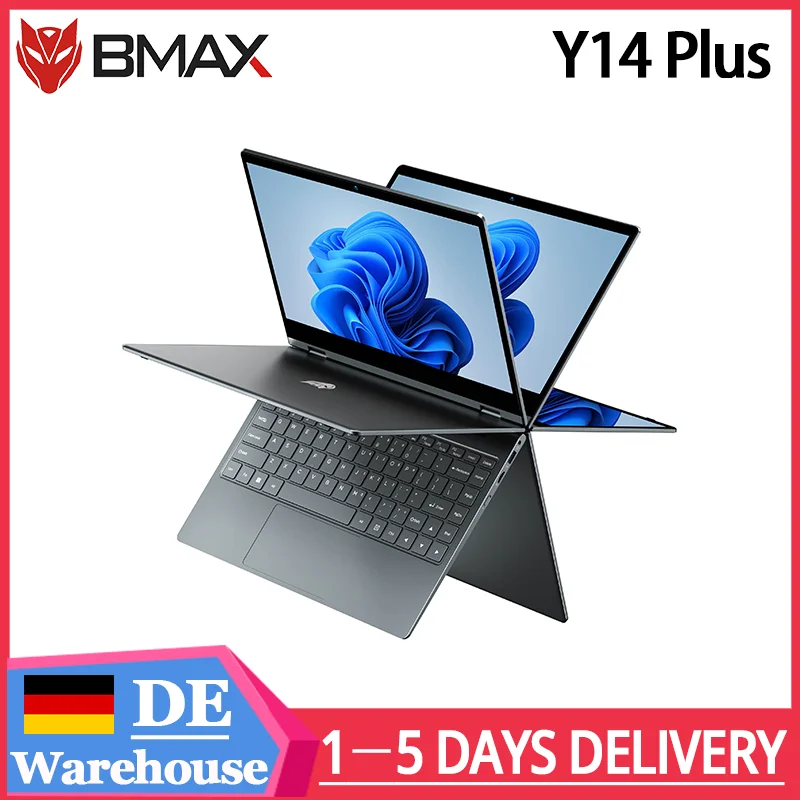 BMAX Y14 Plus Laptop 14 Inch Touch Screen 16GB RAM 512GB SSD Intel N150 1920*1080 IPS 360°Convertible Notebook Windows 11