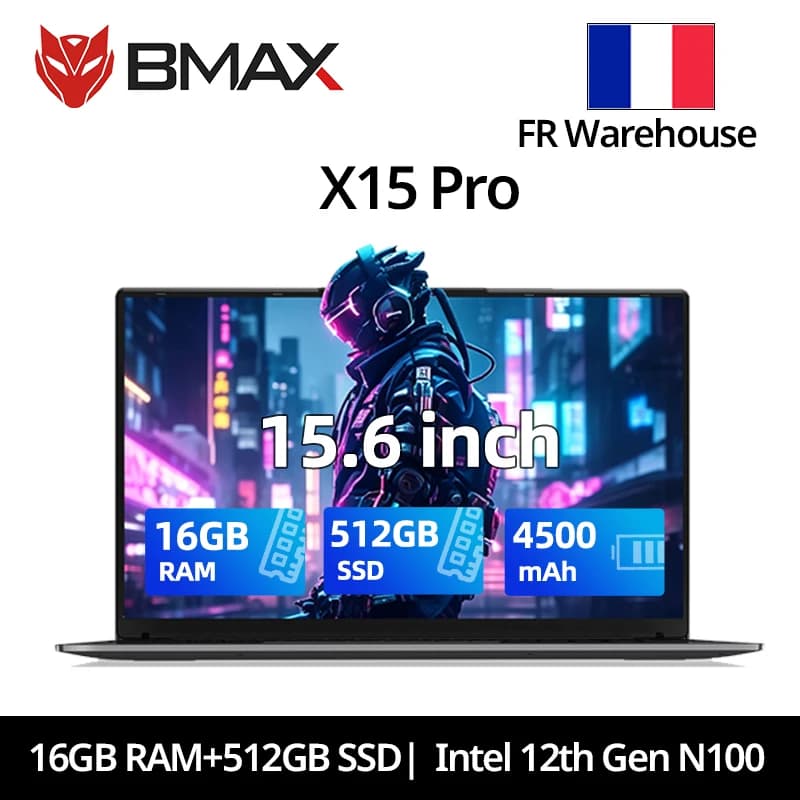 Bmax X15 Pro Laptop Computer 15.6'' IPS  Intel 12th Gen N100 16GB DDR4 RAM 512GB SSD Windows 11 Notebook Numeric Keyboard HDMI Wifi USB Pc