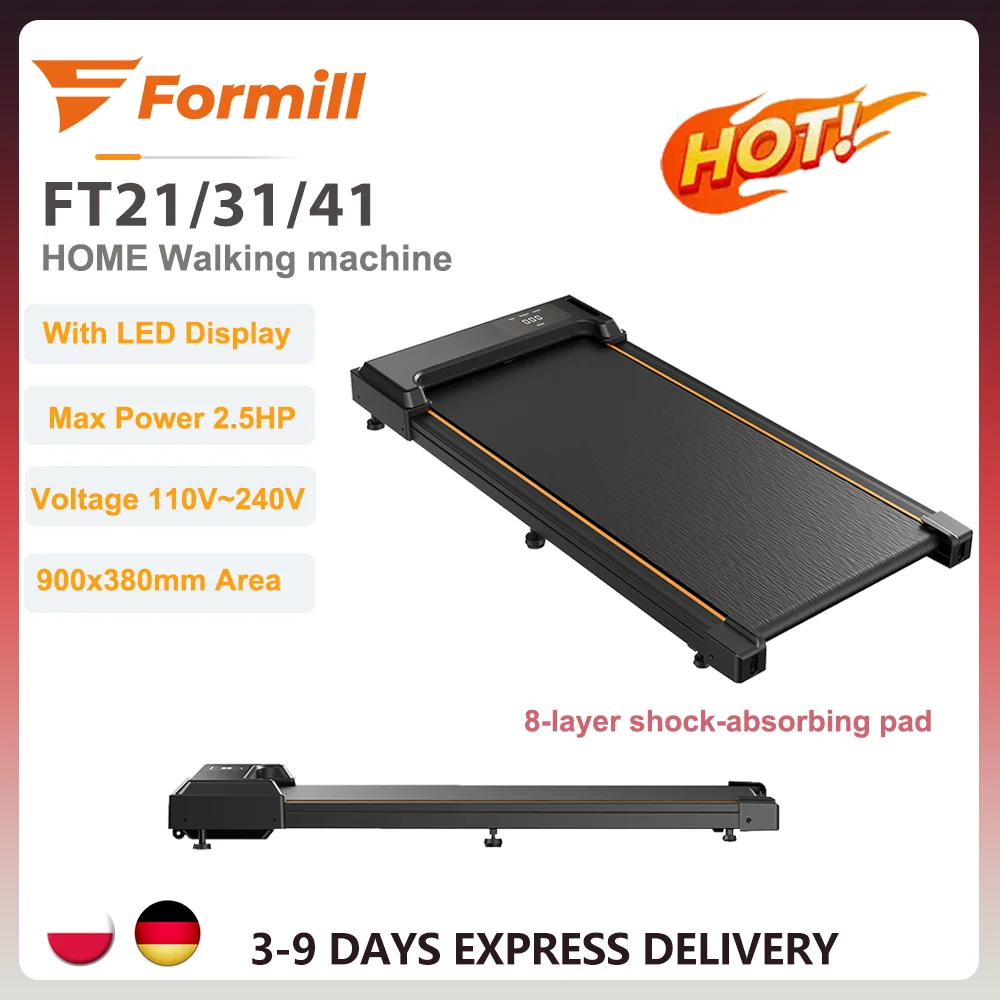 Formill FT21/FT31/FT41 Walking Treadmill 2.5HP 12% Incline Adjustable Motor 6km/h Speed Portable Treadmill Anti-Slip Shock Absorption Treadmill Home Office LED Display Lightweight