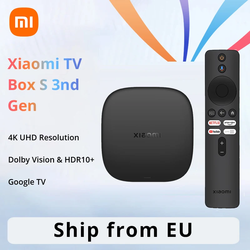 Global Version Xiaomi TV Box S 3rd Gen 4K Smart Media Player Ultra HD Bluetooth 5.2 Wifi6 32GB ROM Google TV Google Assistant