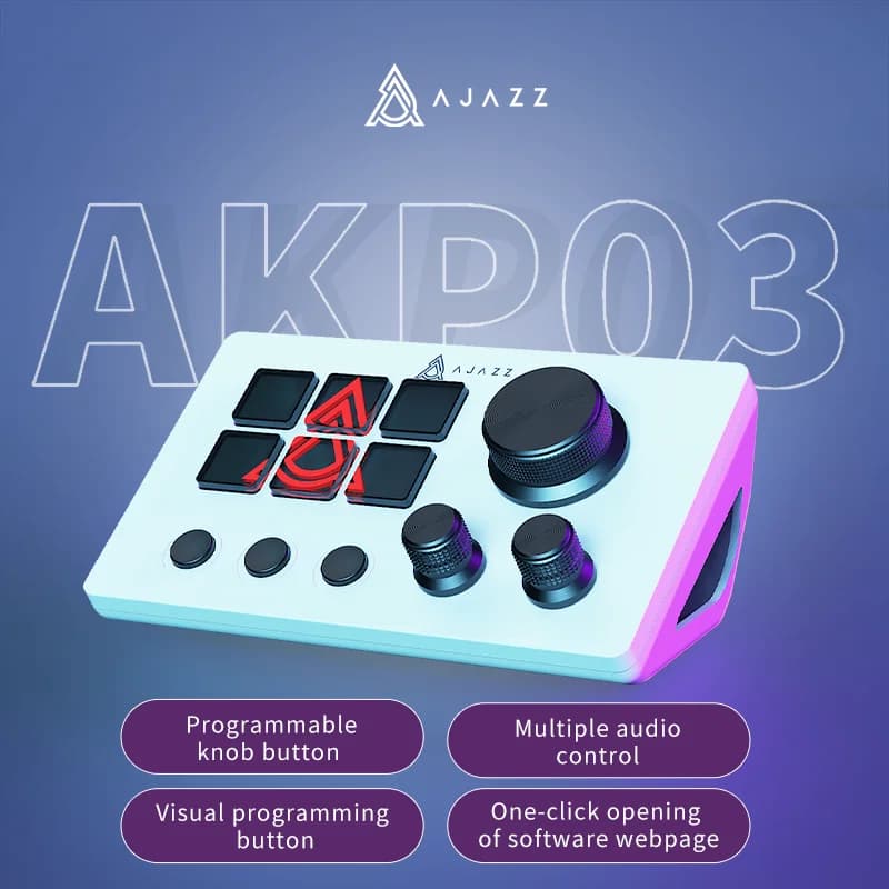 AJAZZ AKP03 Desktop Control Panel, Programmable Keypad for Stock Trading Live Streaming Audio Mixing, Shortcut Controller