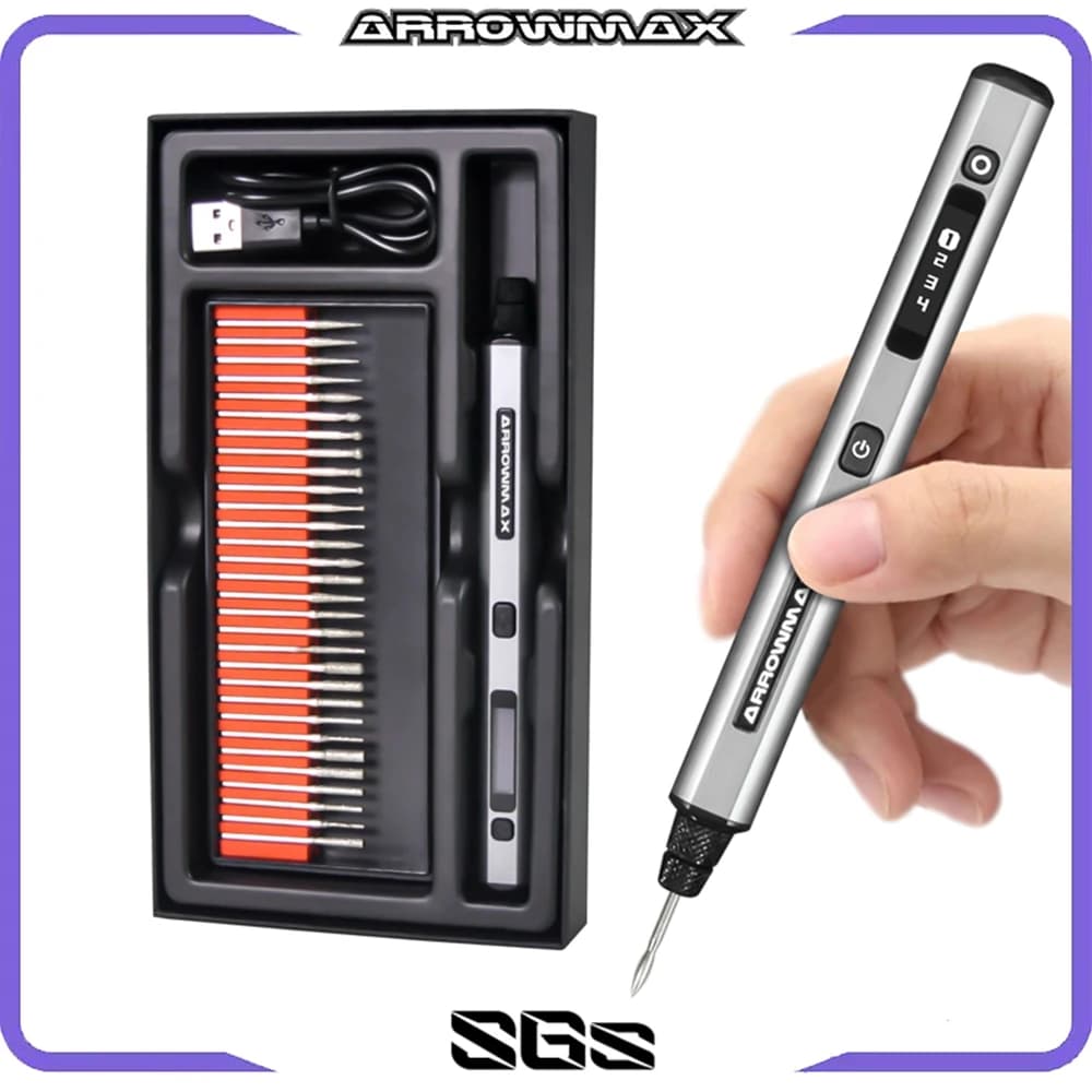 ARROWMAX Engraving Pen Electric Cordless Rotary Tool Kit Mini Grinder with 30 Bits for Metal Wood Plastics Glass Carving New