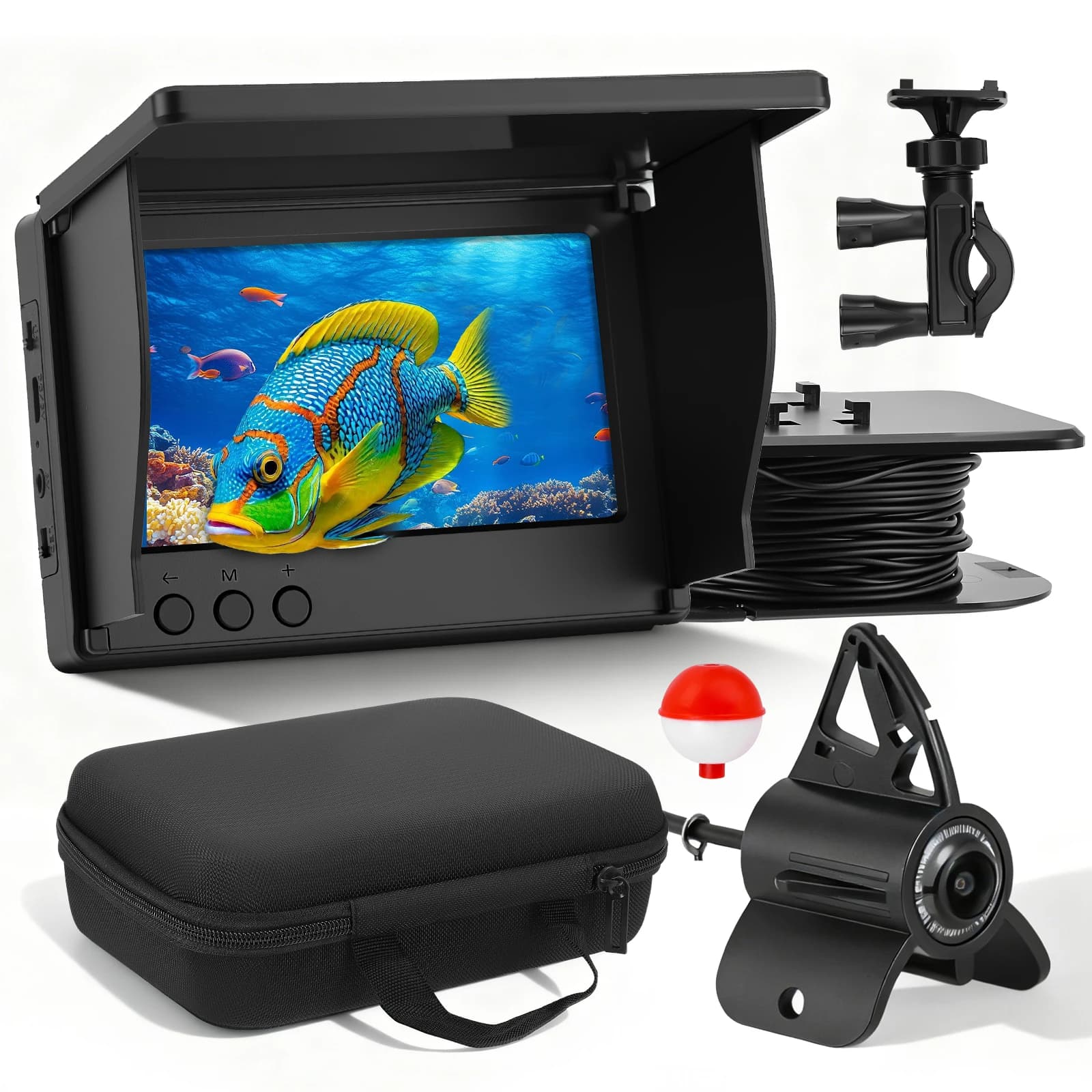 Underwater Camera For Fishing Finder 4.3inch IPS Night Vision Wide Angle 220° For Boat Sea River Ice Fishing 5000mah Battery
