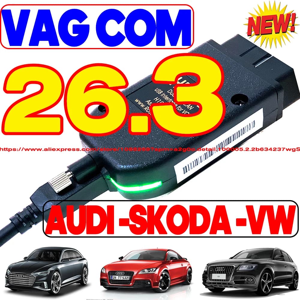 2026 Newest VCDS Unlimited VINs Auto Com Diagnostic Coding VAG COM VAG HEX V2 Hardware Interface FOR VW AUDI Skoda Seat Real V2