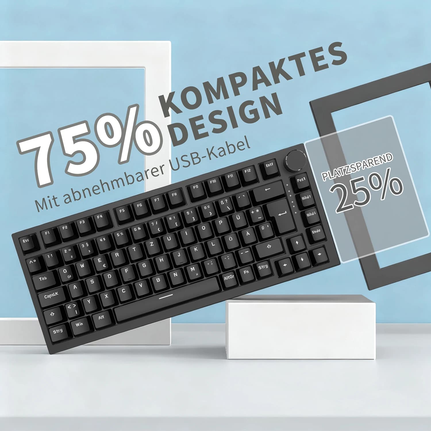 AJAZZ AK820 82-key Mechanical Keyboard QWERTZ layout Hot Swap Volume Rotary Button