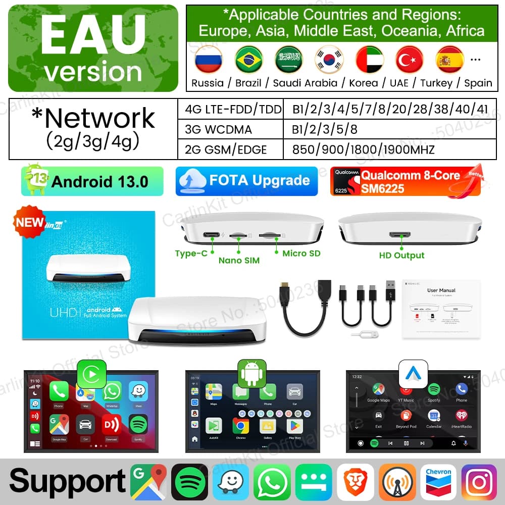 2026 New CarlinKit Android 13 CarPlay AI Box HDMI Wireless CarPlay Android Auto TV Video Box Qualcomm SDM660 8-Core Split Screen