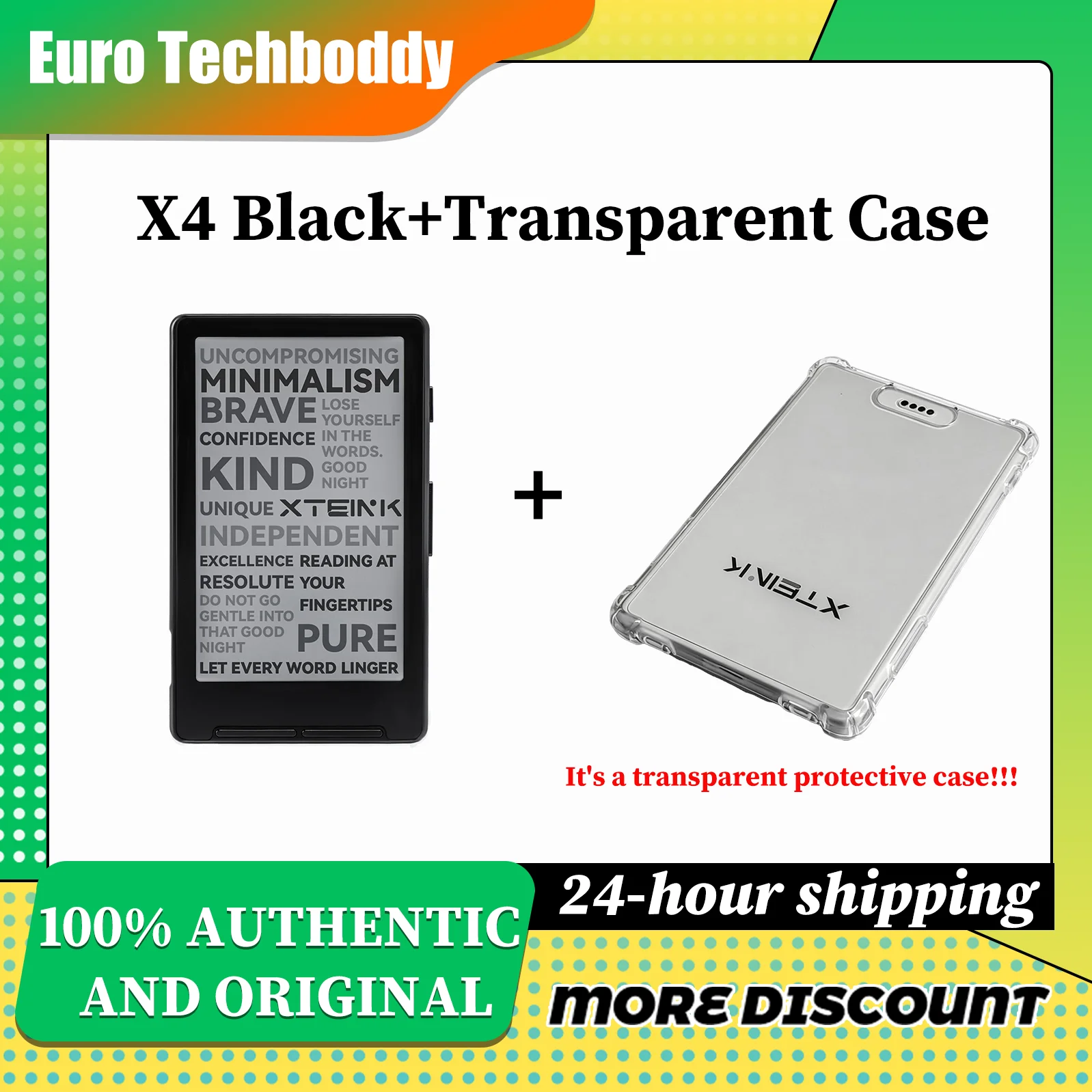 [Global] XTEINK X4-Digital e-reader: 4.3-inch HD E-Ink screen (300 PPI), Quad-Core processor, fast refresh rate, supports PDF and EPUB formats, expandable baton via TF card, extended battery life.