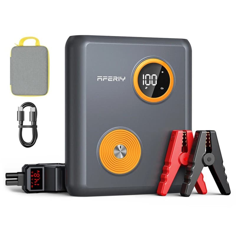 AFERIY GK03 2000A 12V Car Jump Starter, 27500mAh Power Bank, 60W PD Fast Charge, QC3.0 & DC Output, Smart Display & LED Light, For 6.0L Gas & 3.0L Diesel Vehicles