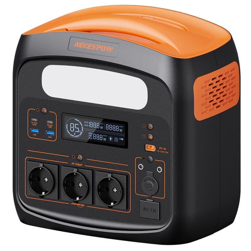 NECESPOW N1200 Portable Power Station, 1102.5Wh LiFePO4 Battery, 1800W/3000W Surge, USB-C PD100W, Built-in LED Light, 10 Outputs, for Outdoor Camping/RV/Emergency Backup