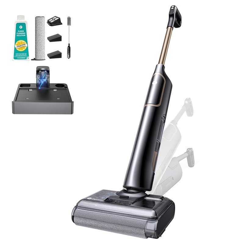 Vactidy Wet Dry Vacuum Cleaner, 20,000Pa Suction, 180° Flat Reach, 40-Min Runtime, Vacuum & Mop, Self-Propelled, Zero-Edge Cleaning, Dual Water Tanks
