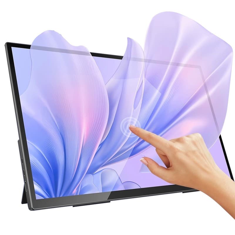 UPERFECT BE215BF Portable Monitor, 21.5 Inch FHD 1920×1080 IPS Display, 120Hz Refresh Rate, 10-Point Touchscreen, HDR, 104.8% sRGB, 280 nits Brightness, 178° Wide Viewing Angle, Built-in Speakers, USB-C & HDMI, 75×75mm VESA Mount