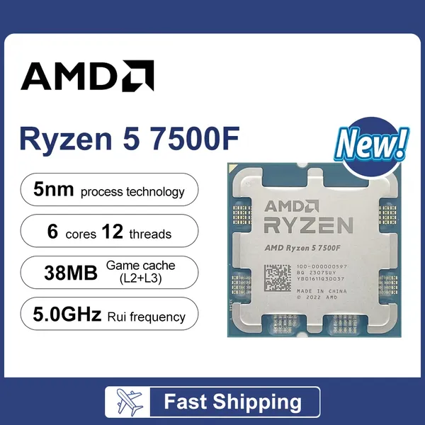 New AMD Ryzen 5 7500F R5 7500F 3.7GHz 6-Core 12-Thread