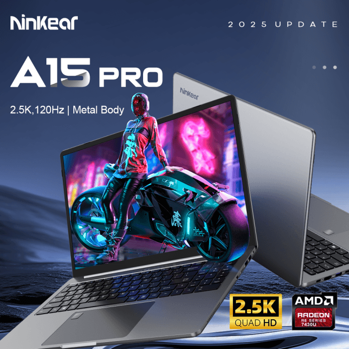 Ninkear A15 PRO Laptop – 16" 2.5K 120Hz IPS Display, AMD Ryzen 5 5500U, 16GB DDR4 RAM, 1TB PCIe SSD, WiFi 6, Backlit Keyboard, USB-C, Windows 11 – Ultra Slim Metal Body (16+1TB
5500U)
