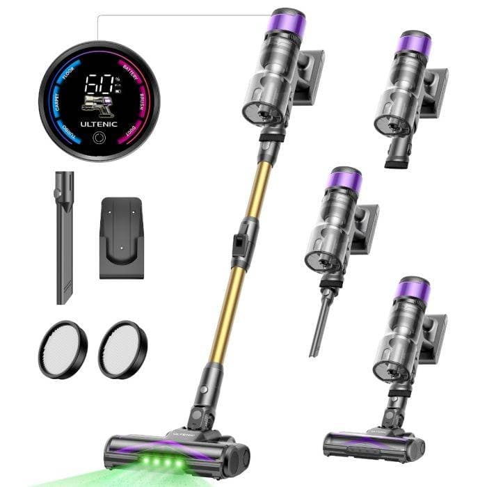 Ultenic U20 Cordless Stick Vacuum, 55,000Pa Suction, 1.5L Dustbin, 7-Stage Filtration, 60-Min Runtime, 65cm Bendable Wand